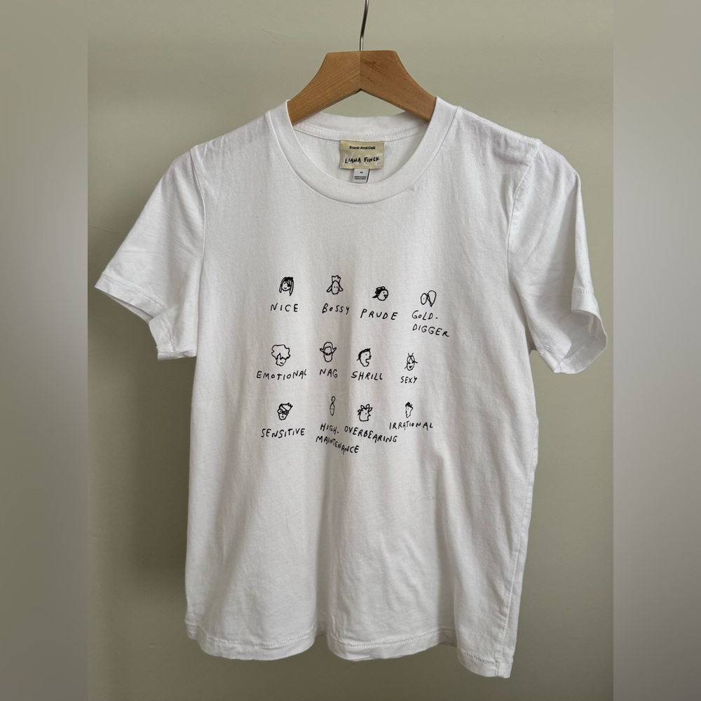 Frank & Oak x Liana Finck - Personality White Tee - Size Medium